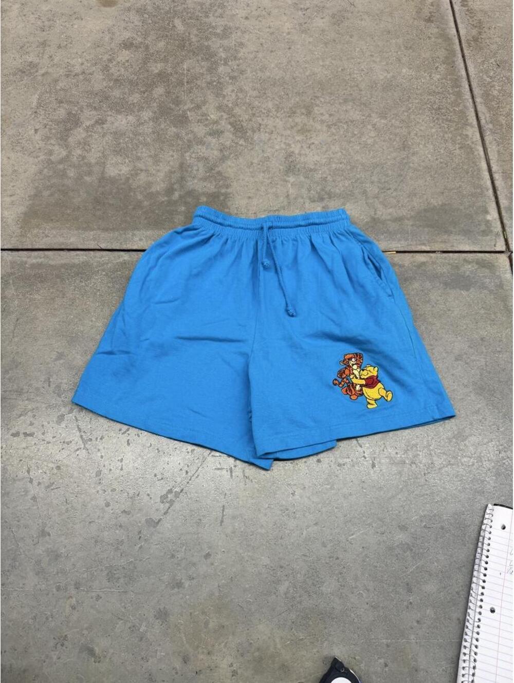 vintage winnie the pooh and tigger disney blue cotton shorts size medium